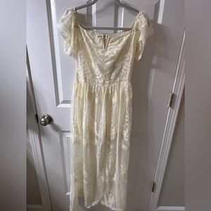 NWT cream lace sheer maxi dress.